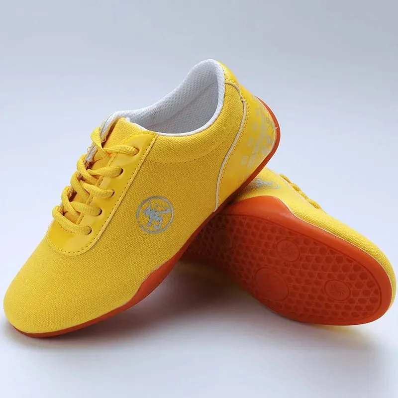 Men Women Sport Martial Arts Kung Fu Shoes Lace Up Man Canvas Tai Chi Sneakers White Black Blue Ladies Wushu Sneakers Rubber