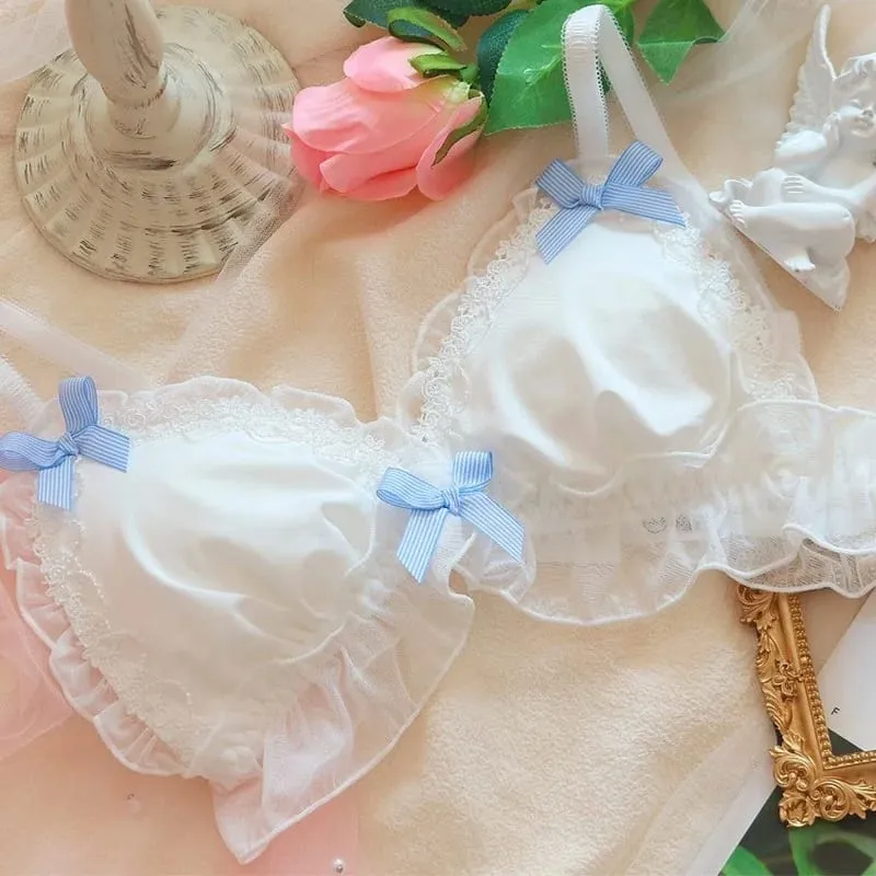Lolita Girls Underwear Cute Bra & Panties Set Underwear Sleep Intimates Sweet Kawaii Lace Comfortable Bra Set Lovely Lingerie