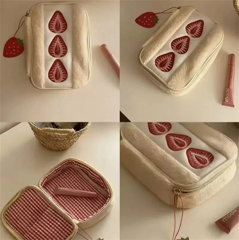 딸기 샌드위치 화장품 도구 가방 대용량 메이크업 브러쉬 립스틱 보관 가방 다기능 Comestic 주최자
