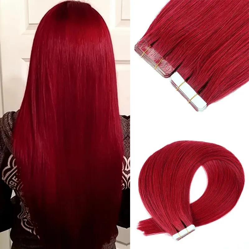 20Pcs Straight Tape ins Extensions Real Human Hair Double Side Tape in Hair Extensions Tape in Hair Extensions Remy Human Hair