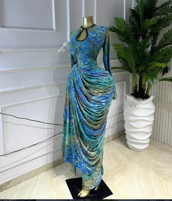 CM.YAYA Women Striped Print Ribbon Ruched Long Sleeve Bodycon Maxi Long Dress 2026 Sexy Birthday Party Education Trendy Dresses — image 8
