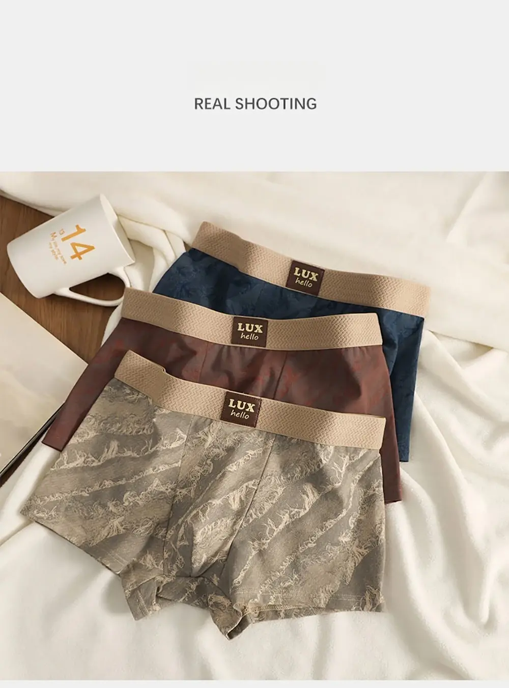 3 Buah/Bungkus 100% Katun Mewah Cetak Petinju Hombre 3D Mesh Bernapas Antibakteri Kantong Pakaian Dalam Nyaman Lembut Celana Dalam Pria