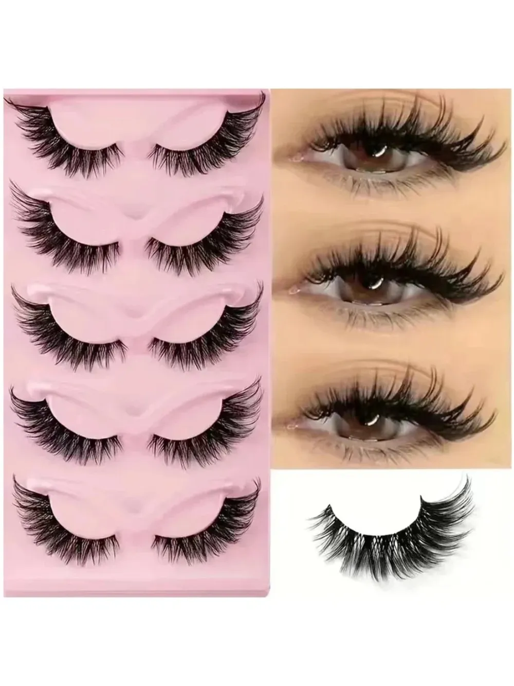 Hot Selling 5 Pairs Cat Eye False Eyelashes Natural Look Wispy Lashes for Daily Eye Makeup
