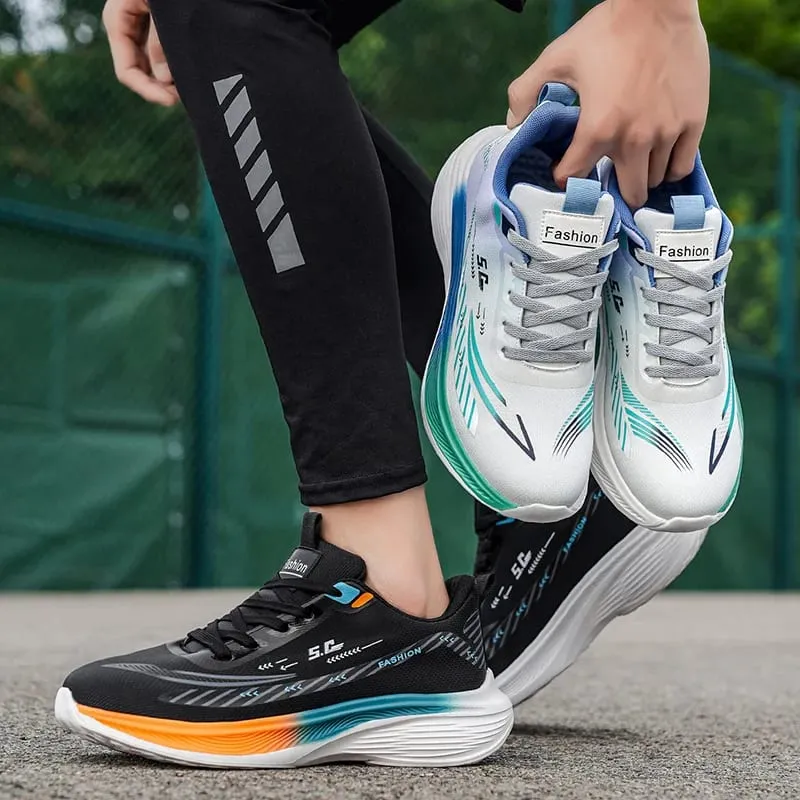 Men Running Shoes Lightweight Breathable Mesh Sneakers Thick Sole Cushioning Casual Walking Shoes Size 39-44
