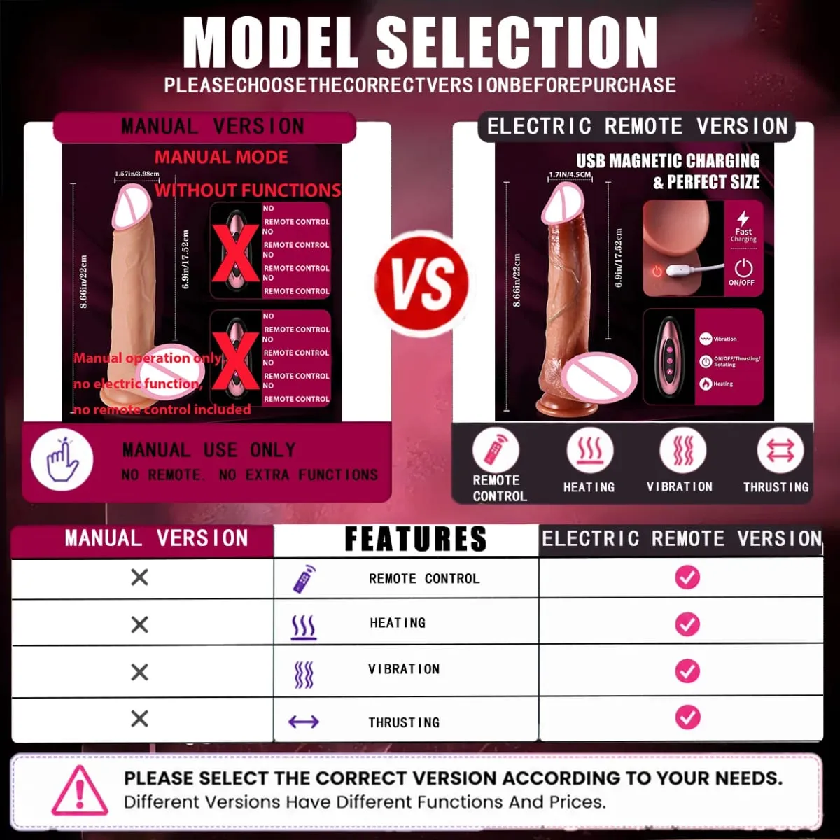 Dildo - 9.0 inch Telescopic Dildo Vibrator Sex Toy - with 10 Insertion And 10 Vibration And Heating Modes Realistic Dildo for G-Spot Anal Stimulation Silicone Dildo Remote Control Female Couple Adult Sex Toy