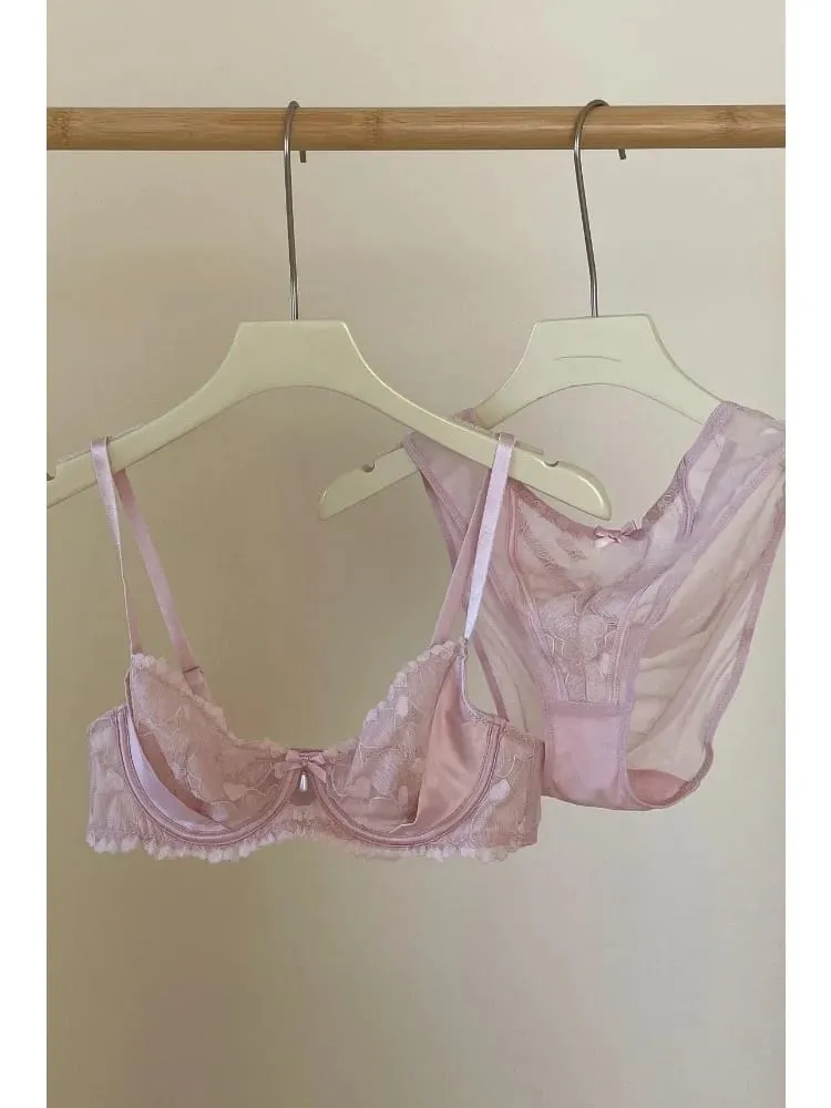 Set Pakaian Dalam Pelangsingan Renda Perancis Seksi Push Up Bra & Seluar Dalam Ringan Mewah Mewah Nipis Cincin Keluli YUQI Set Kawalan Perut Push Up Seksi — image 3