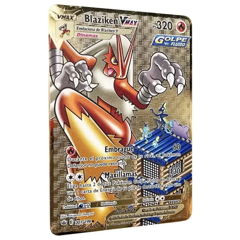 Pokemon Metal Cards in Spanish Pikachu Arceus Charizard DIY Trading Flash Card Anime Cartoon Gift