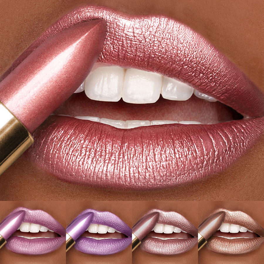 16Colors Bold & Intense Glitter Shiny Metallic Lipstick Lip Tint Long Lasting Lip Senior Matte Lip Makeup Gifts for Women Cosme