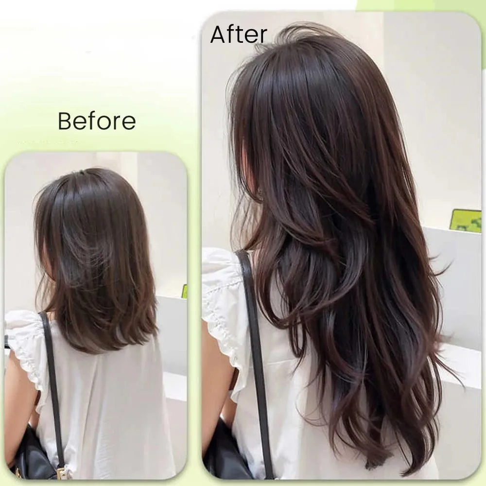20Inch Synthetic Long Curly Wavy Layered U-Shaped Clip-in Hair Extension 4 Clip Heat Resistant Hairpiece for Women Daily Party