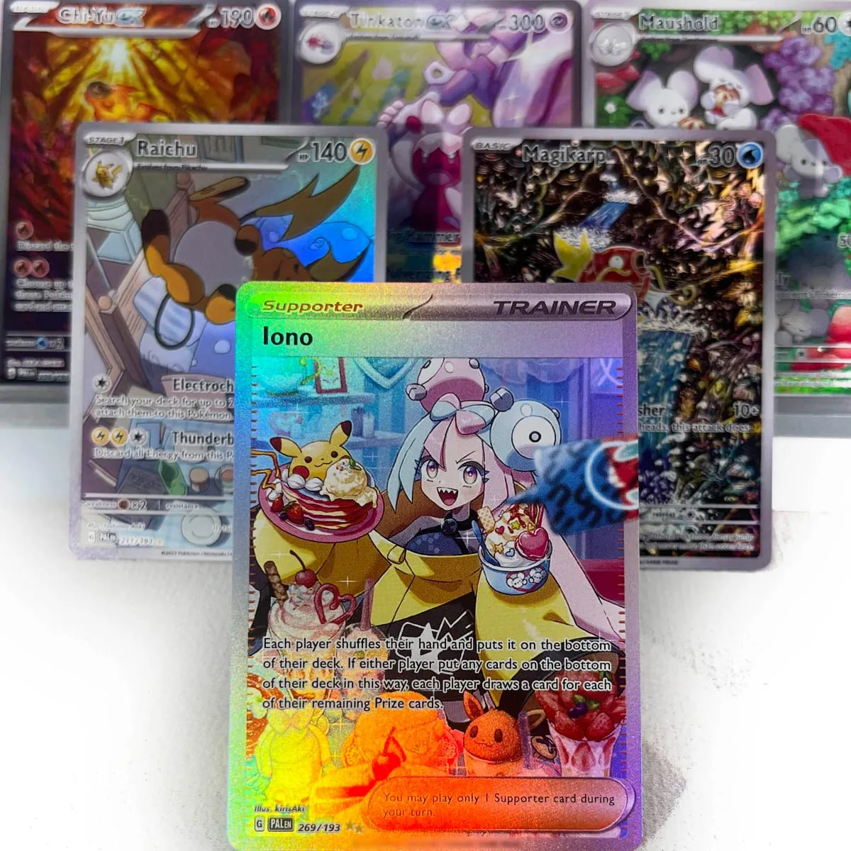 Paldea Evolved PKM Cards PTCG4-C GX Rainbow Magikarp Raichu Tyranitar Iono Rare Collection Battle Toys Gifts for Hobbies