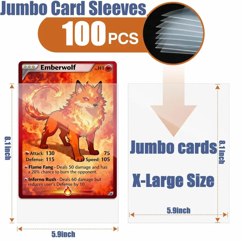 Jumbo Cards Sleeves L Xl Large Size Transparent Card Holder Protector For Tcg Mtg Game Sport Cards Oversized Trading Card Photo
