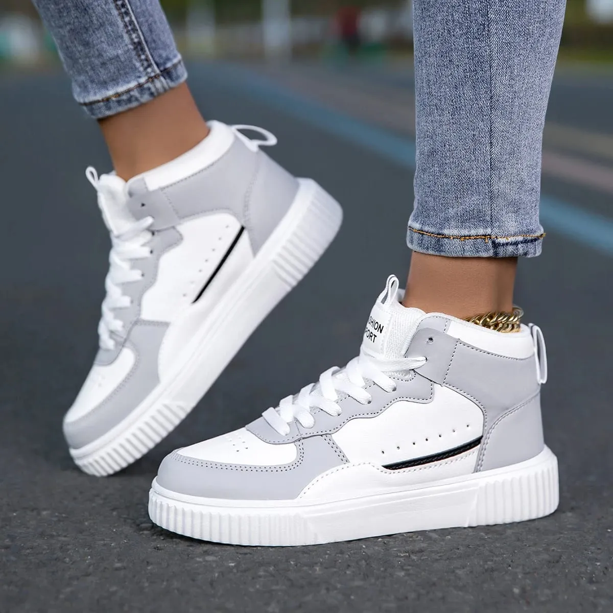 Four Seasons Men's Casual Work Shoes Leather Waterproof White Sports Sneakers Men's Trendy Style