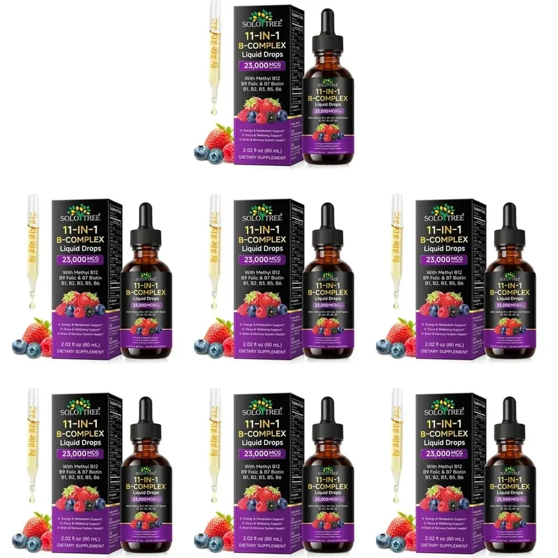 B-Complex Liquid Drops 11-in-1 Methyl B12 Folate Biotin For Energy Focus & Brain Nervous Support Formula Adult 60ml