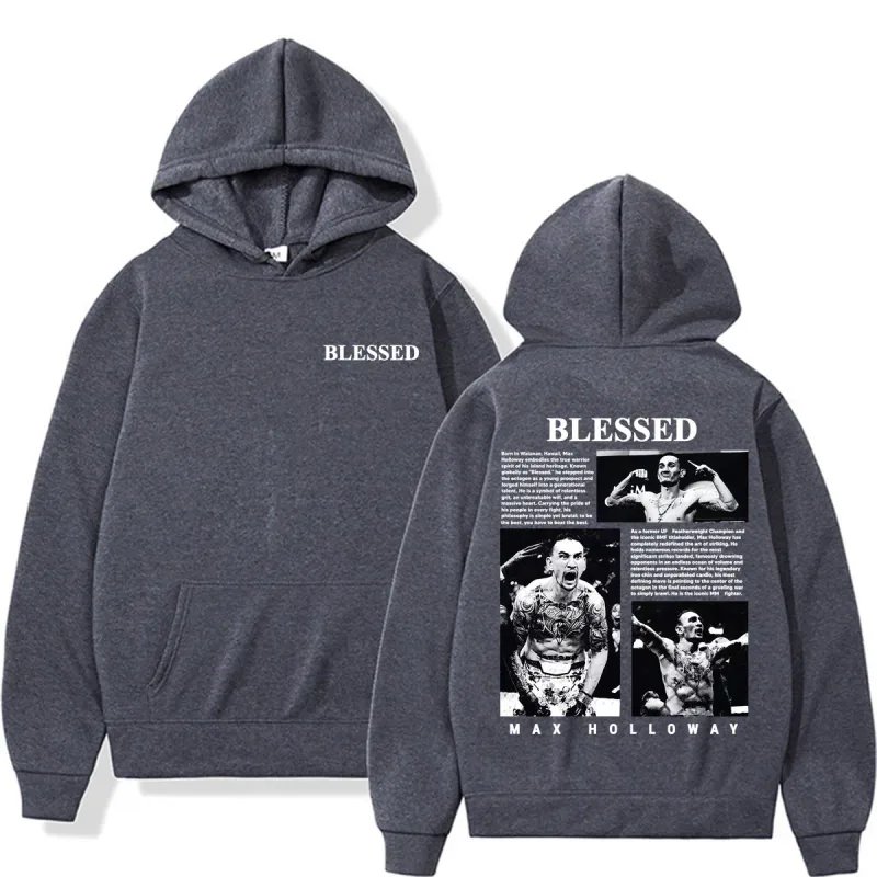 Max Holloway Blessed Vintage Graphic Hoodies Men Women Harajuku Violence Aesthetic Sweatshirts Casual Comfort Long Sleeve Hoodie