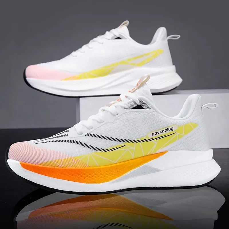 Carbon Plate Running Shoes Men Casual Marathon Athletic Sports Outdoor Travel Breathable Lightweight Comfortable Women Sneakers
