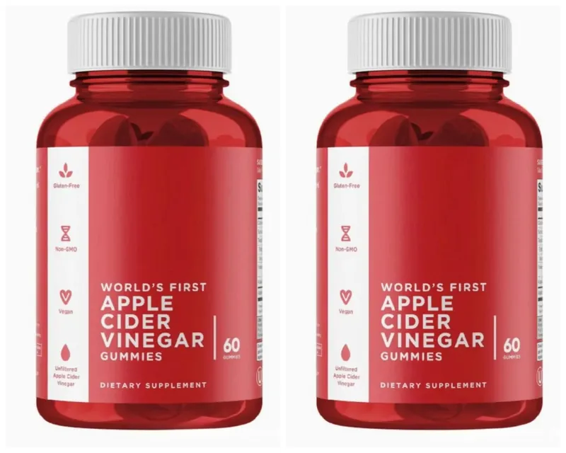 3-Pack Gummies Set: Ashwagandha for Stress Relief Gut Health Probiotics + ACV Detox Vegan Gluten-Free Supplement 60 Ct Each