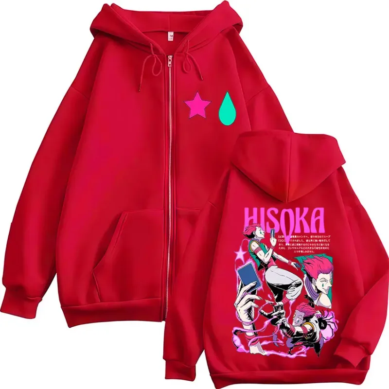 Anime Hunter X Hunter Phantom Troupe Hisoka Zipper Hoodies Men Women Clothing Oversized Casual Zip Up Hooded Sweatshirts Jackets
