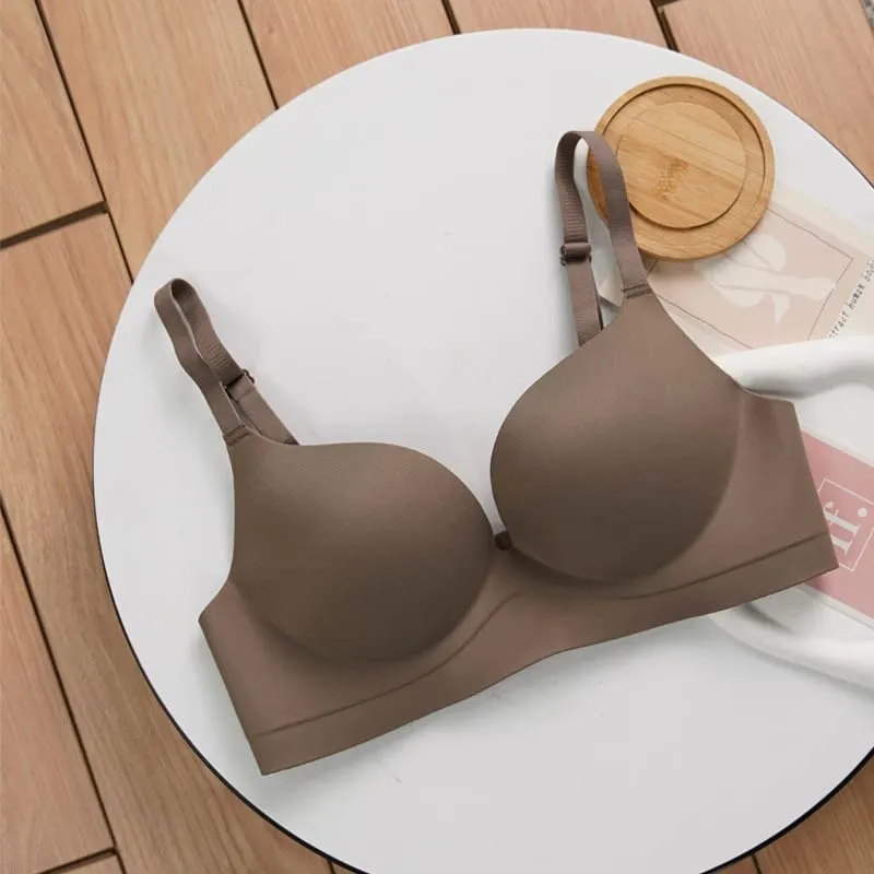 1Pcs Women Seamless Wireless Push Up Bra for Women Nude Brown Smooth Contour Cup Invisible Underwire-Free Bralette Daily Wear