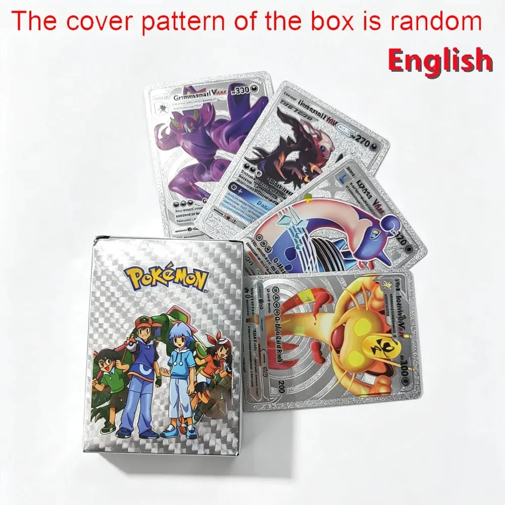 English 10-55Pcs Pokémon Gold Foil Cards Golden Letters English Game Card Charizard Vmax Gx Series Gift