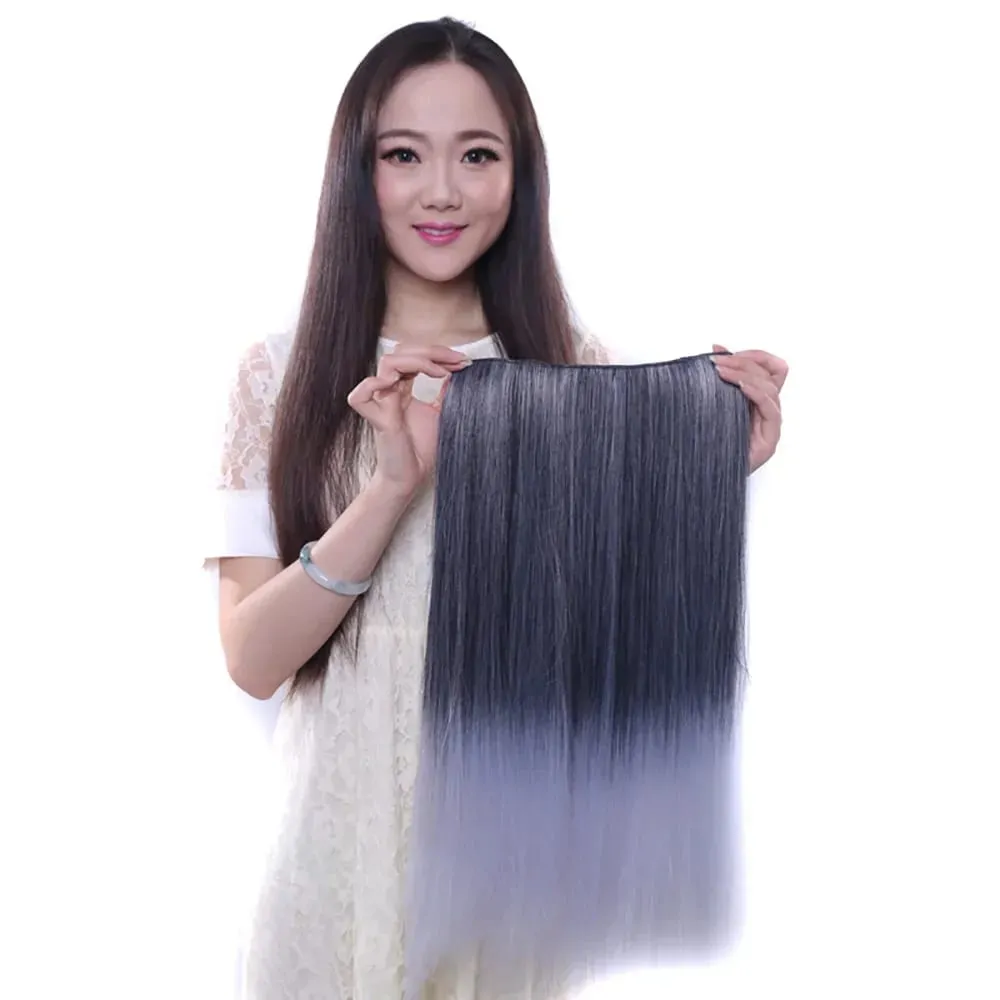 Zolin Clip in Hair Extension One Piece Long Straight Hair Black Gray Color Synthetic Hairpieces For Women Cosplay Use