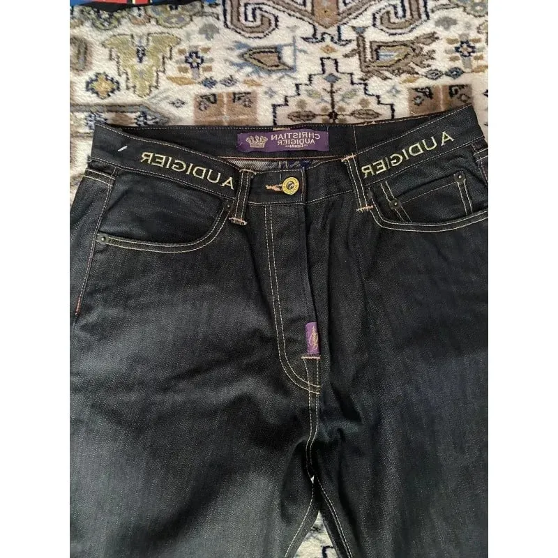 Amerikansk vintage Liberty Goddess diamantjeans med hög midja rakt skurna vida ben jeans Y2K casual Ins street wear långbyxor