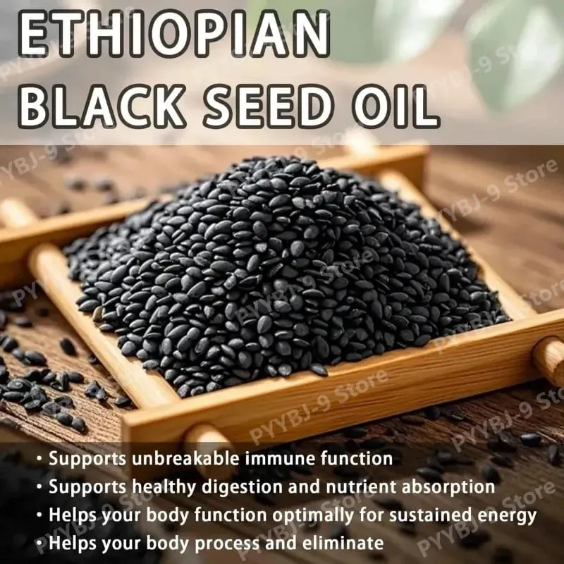 Ethiopian Black Seed Oil 100% Pure Softgel 800mg Gluten Free Non GMO Daily Health Support Diatery Supplement 60 Count