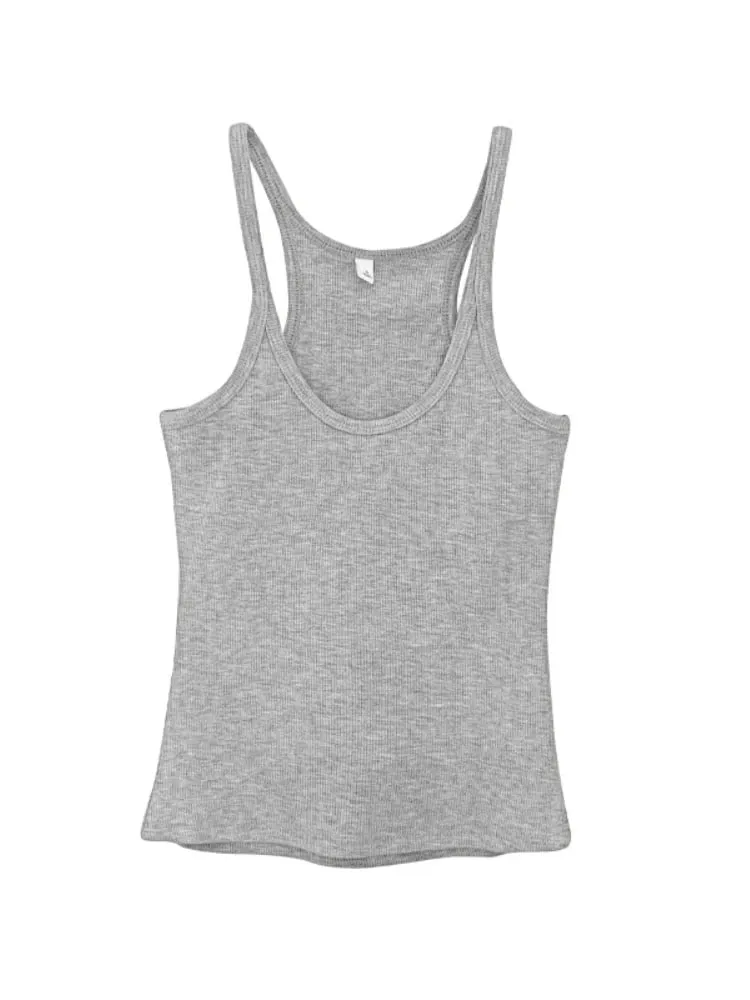 Layering Outerwear Tees 2026 Summer Y2K Hot Girl Knitted Ribbed Women Camis Figure Flattering Sleeveless Tank Top