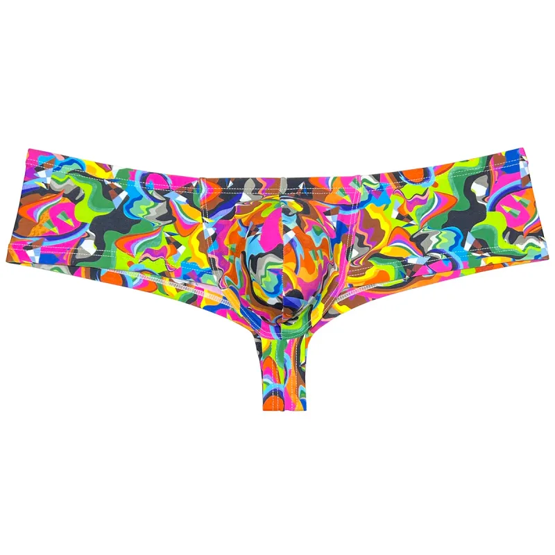 Sexy Mens Print Swim Thongs Ultrathin Quick-dry Swimwear Low-rise Bikini-Style Back Briefs Underwear Elastic Boxer Shorts Beach
