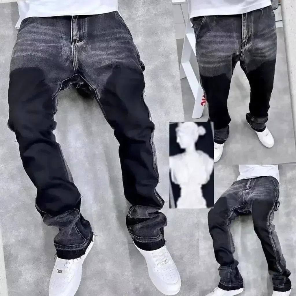 European Street Vibe Pants Men Niche Design Sensibilityslims Smooths Sihouette Jeans Spring Autumn Straight-leg Cargo Pants