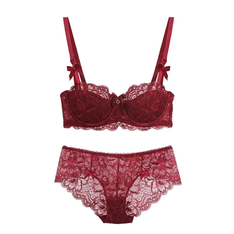 Modest French Pure Desire Bralette AB Cup fulddækkende blonde-bh & sæt lille buste push-up trådløs til buttet pigesløjfe Plus Size