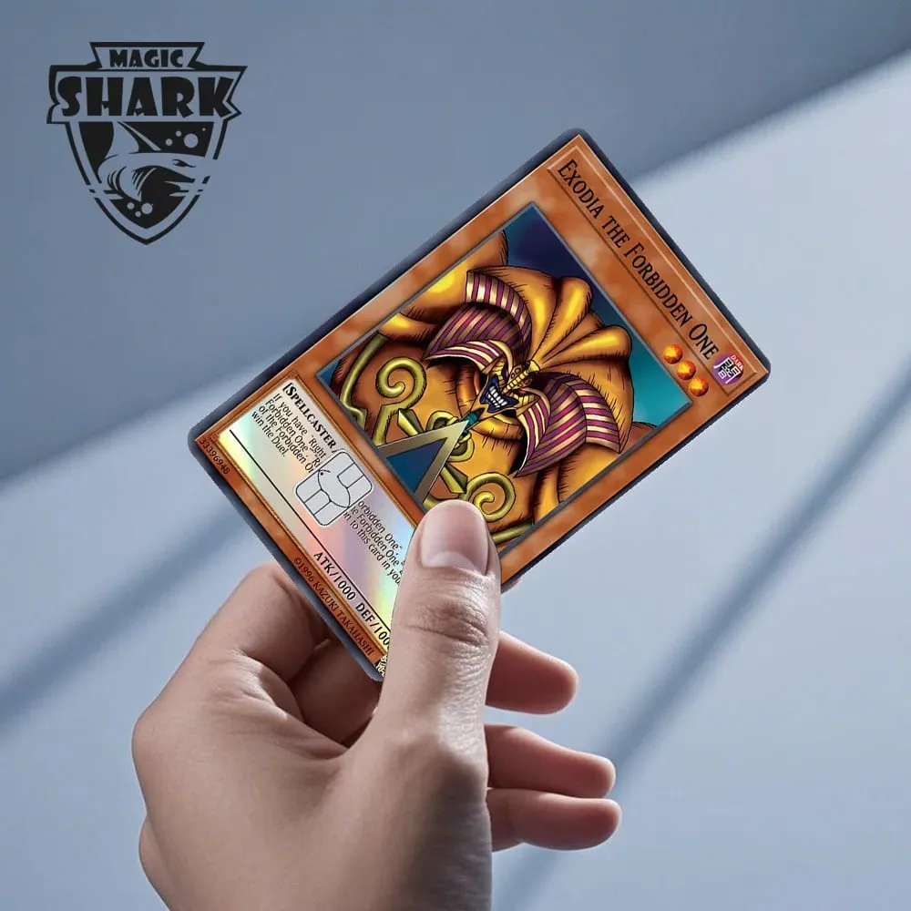 Magic Shark Yo-gi-oh Blue Eyes Dragon Game Shinny Holographic Laser Debit Credit Card Sticker Film Skin Front Cover