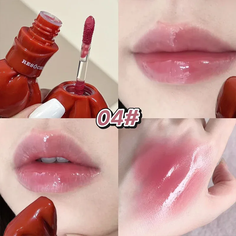 Tube d'arc miroir aqueux, teinte pour lèvres, gris doux, rose, brillant à lèvres hydratant, verre brillant, imperméable, lèvres charnues, cosmétiques