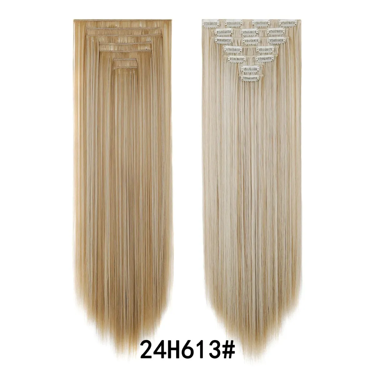 24 Inch Clip-in Hair Extensions 7 Pcs Long Straight Synthetic Hair Extensions Invisible Clip-ins Hairpieces for Women Daily