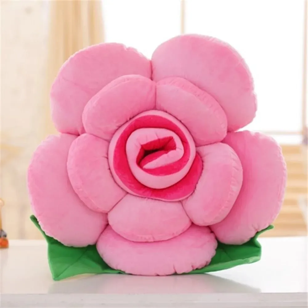 New Large Rose Shaped Pillow Simulated Colorful Sofa Flower Cushion Plush Car Interior Cushion Wedding Party Supplies