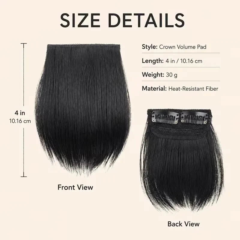 10cm Synthetic Short Straight 2pcs Hair Pads Extension Change Head Shape Fiber Hairpiece for Women Daily Wear