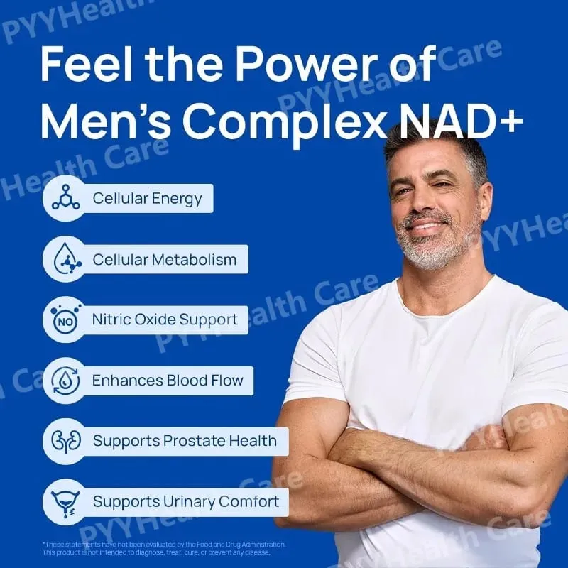 Mens NAD+ Complex 60 Capsules - Liposomal NAD+ Resveratrol CoQ10 Saw Palmetto για Κυτταρική Ενέργεια Προστάτη & Ορμονική Υποστήριξη