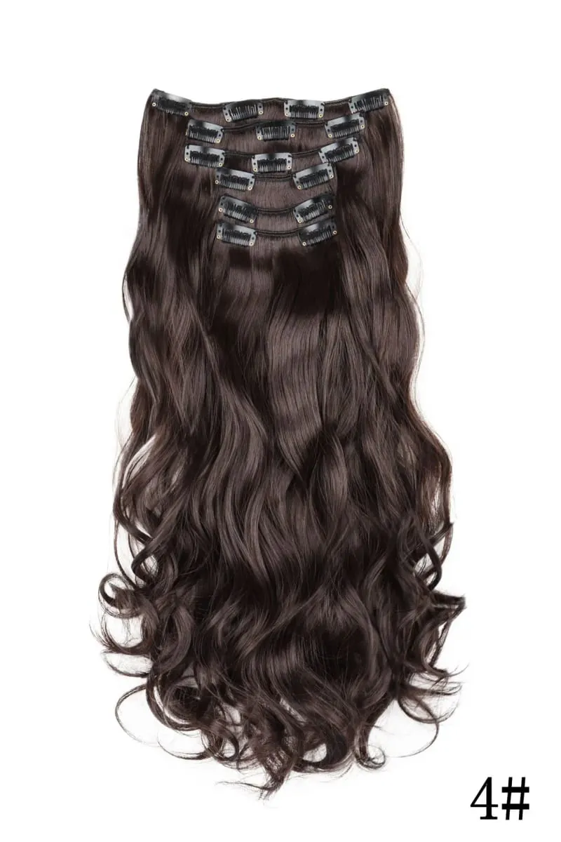 Black Hair Extensions 6pcs/set Women Long Straight Synthetic Full Head Clip 16Clips Ombre Heat Resistant Fiber Hair Kpop Cosplay