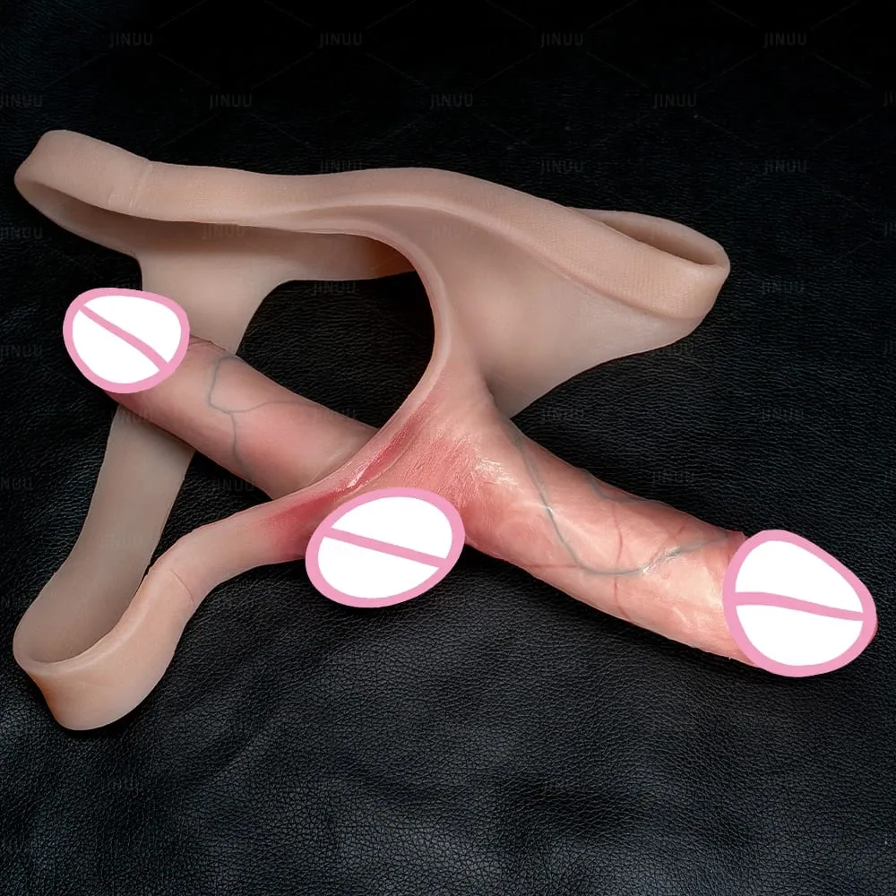 Hai Đầu Dây Đeo Dương Vật Giả Dành Cho Các Cặp Đôi Đeo Silicone Thực Tế Dương Vật BDSM Dick Dương Vật Giả Quần Strapon Nữ Đồ Chơi Tình Dục