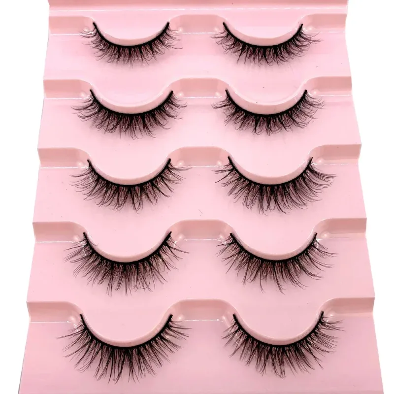 New Cat Eye Lashes 5/7/10 pairs 3D Faux Mink Eyelashes Winged Fluffy Fake Lashes Soft Natural long Full Strip Lash Make