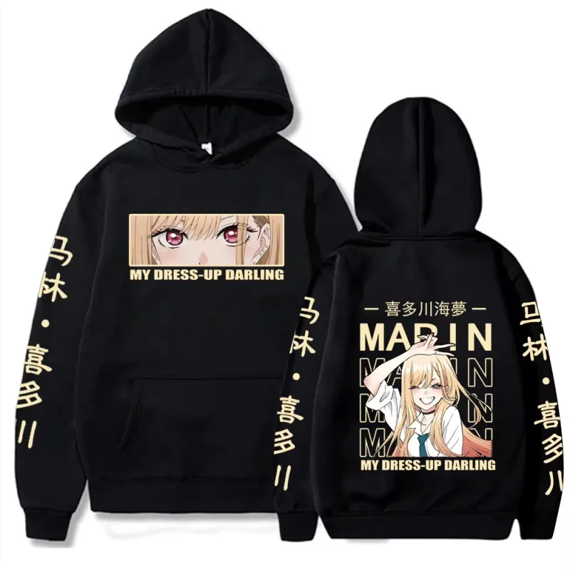 Hot Sale Anime My Dress-Up Darling Kitagawa Marin Graphic Print Hoodies Men Women High-street Loose Casual Oversized Sweatshirt