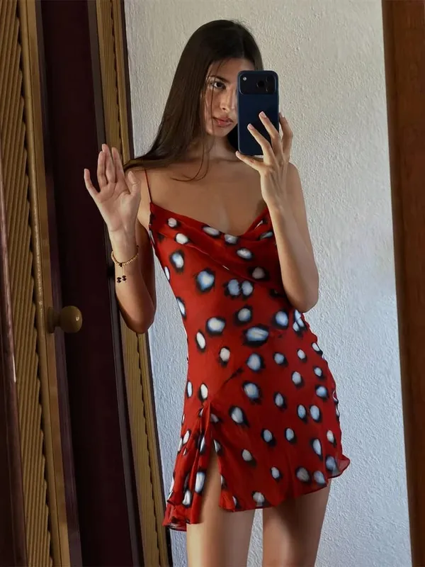 Fashion Slip Dress Animal Print V-neck Ruched Drawstring Sexy Maxi Women Dresses Beach Vacation Stylish Summer Party Outfit 2026
