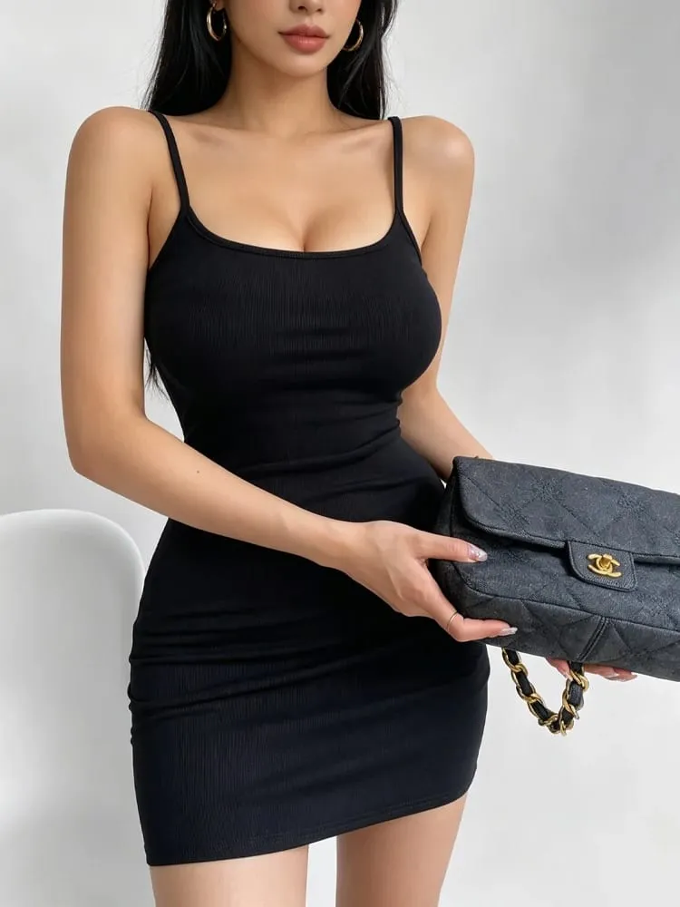 New Short Camisole Suspender Dress Women's Slimming Bodycon Tight Wrap Hip Dress Ladies Summer Sleeveless Mini A-Line Silhouette