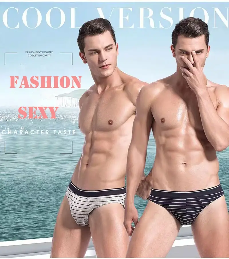 4 pçs/lote cuecas masculinas lingerie sexy calcinha masculina de algodão respirável cueca listrado calcinha lotes por atacado