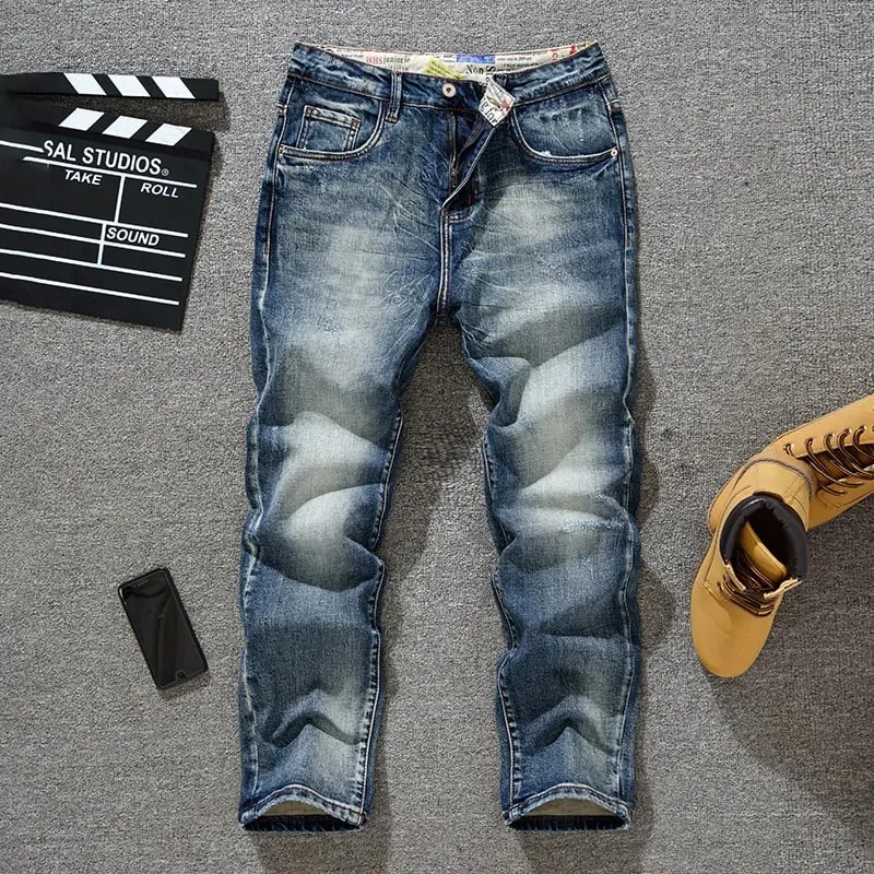 Spring/Summer Retro Trendy Brand American Jeans Men's Versatile Harlan Slimming Heavy Weight High Street Trendy Denim Pants