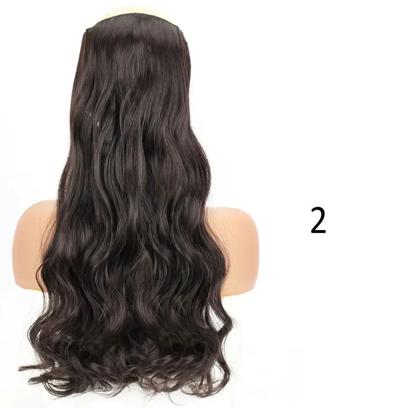 Synthetische 5 Clips in Haarverlängerungen, natürliche lange gewellte Frisuren, gefälschtes Haarteil, braun, schwarz, einteilig für Frauen