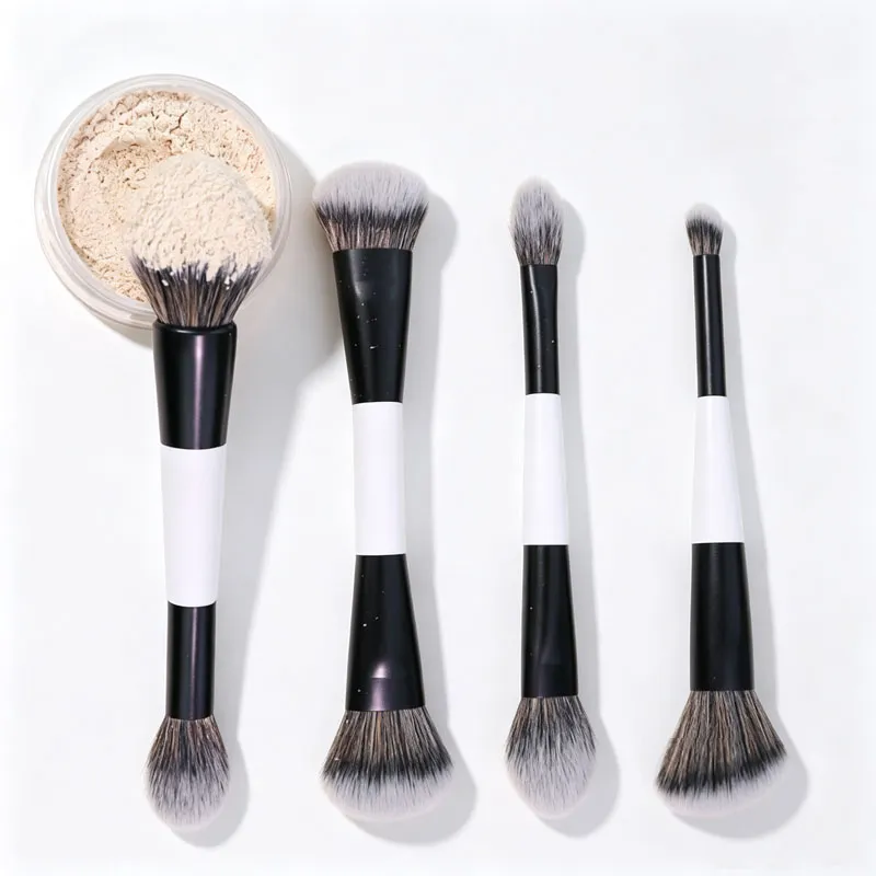 Multifunctional Make Up Brush Double Ended Angled Foundation Makeup Brushes Blush Make Up Brush Wood Handle Cosmetic Tool HZS35