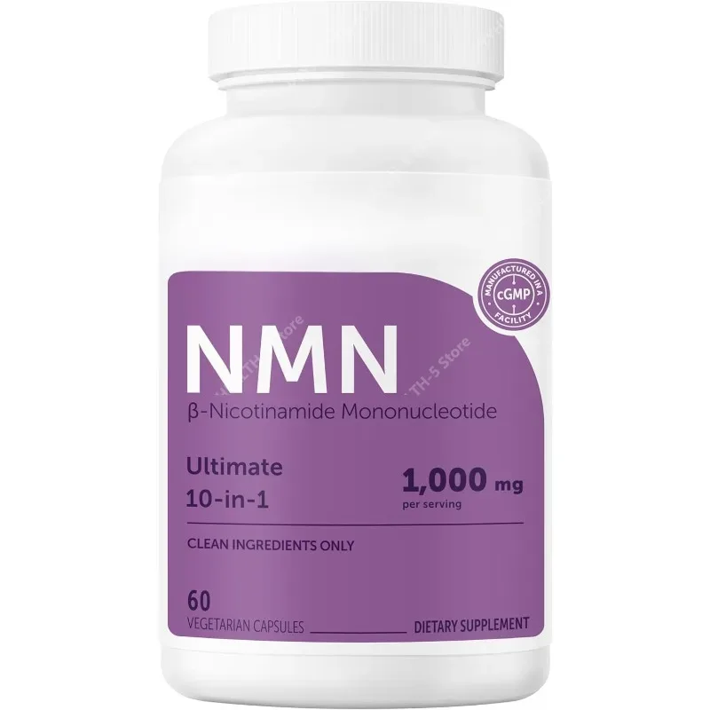 NMN-Kapseln 1000 mg pro Portion mit Resveratrol CoQ10, Vitamin C, vegane Formel, tägliche Wellness-Ergänzung, saubere Inhaltsstoffe, 120 ct