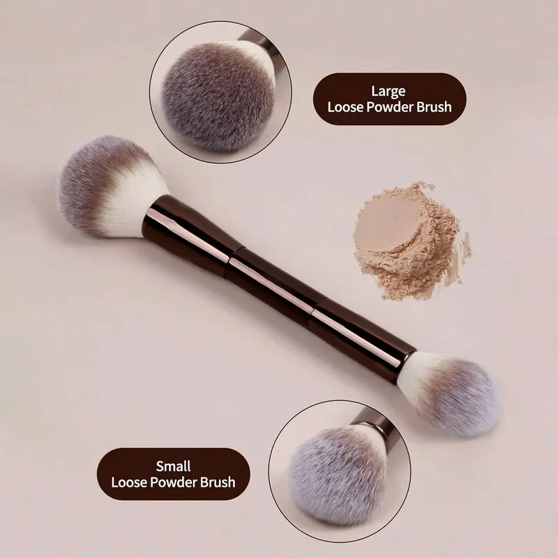 1Pc Professional Long Aluminum Tube Makeup Brush Double-Ended Highlight Brush Contour Brush Makeup Tools With Soft Fiber And Ski