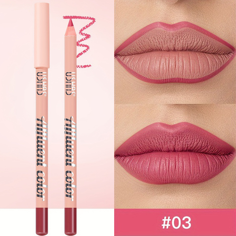 8 farver Vandtæt Lip Liner Pencil Langvarig Sexet Mørkerød Pink Mat Læbestift Blyant Naturlig Lipliner Pen Rød konturfarve