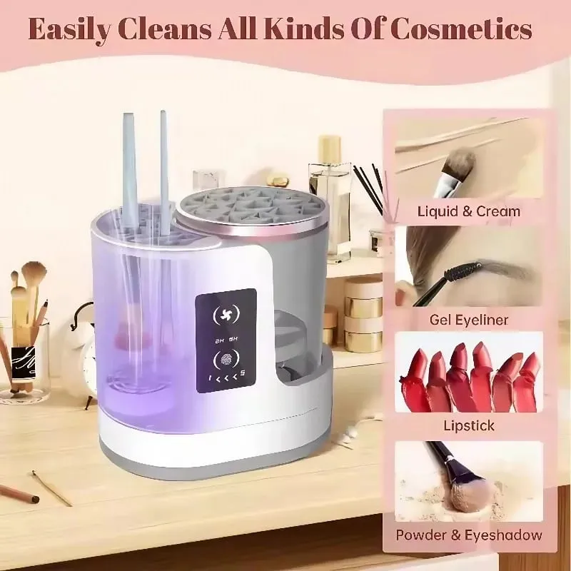 Elektrický stroj na čištění štětců na make-up 3 V 1 Sušička štětců na make-up Přenosný automatický USB nástroj na čištění kosmetických štětců
